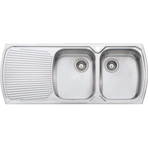 Oliveri Monet double bowl topmount sink drainer 1TH