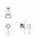 Technical Drawing: Montpellier Shower Mixer Chrome