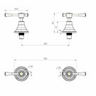 Technical Drawing: Montpellier Wall Assemblies 1/4 Turn Brushed Nickel