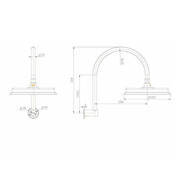Montpellier Shower Arm and Rose Brushed Bronze