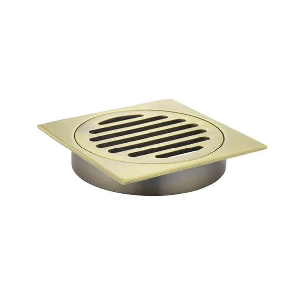 Meir Square Floor Grate Shower Drain 100mm Outlet - Brushed Gold