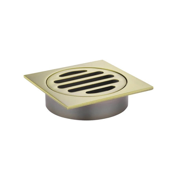 Meir Square Floor Grate Shower Drain 80mm Outlet - Gold shower drain at The Blue Space