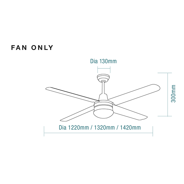 Martec Precision 52in 132cm Ceiling Fan 316 Stainless Steel