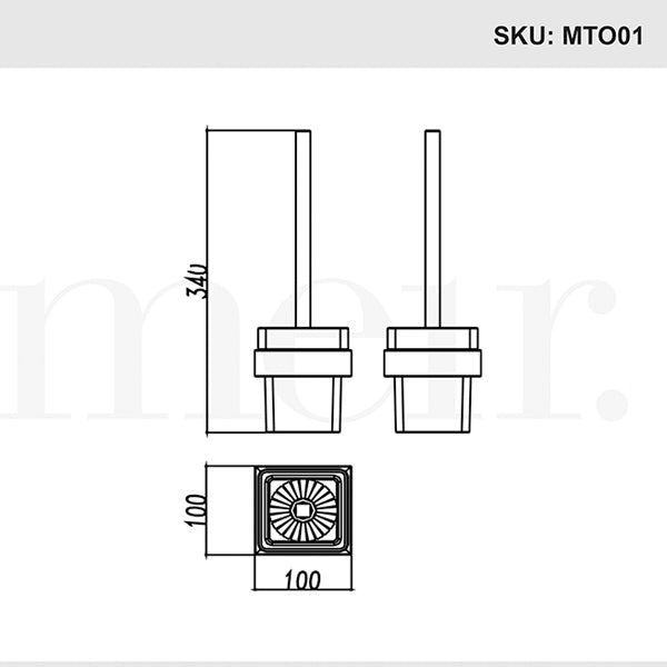 Meir Matte Black Toilet Brush Technical Drawing - The Blue Space