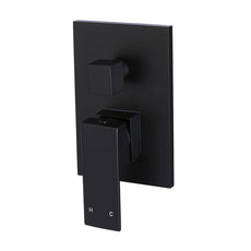 Meir Square Matte Black Wall Mixer with Diverter - The Blue Space