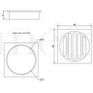 Technical Drawing - Meir Square Floor Grate Shower Drain 80mm Outlet - Gold