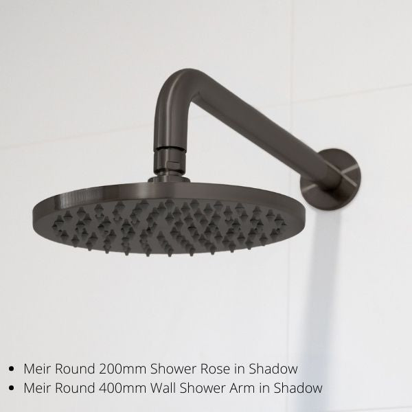 Meir Round Wall Mounted Shower Arm 400mm - Shadow