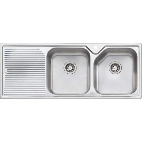 Oliveri Nu-Petite double bowl topmount sink drainer 1TH