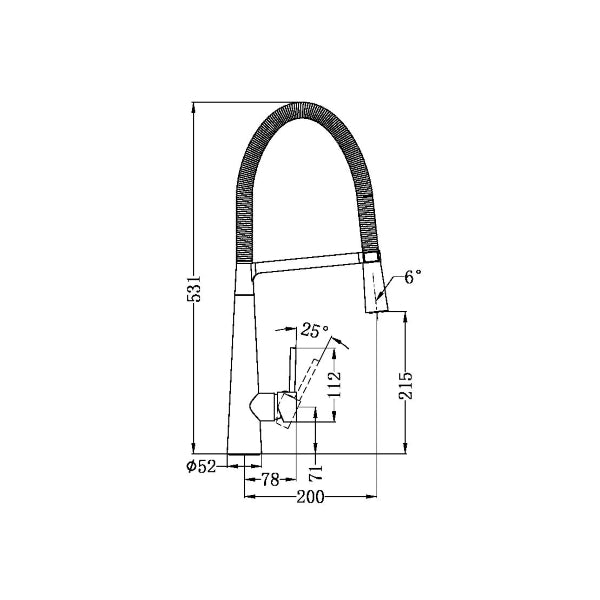 Technical Drawing: Nero Macro Pull Out Sink Mixer Chrome