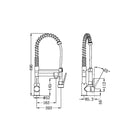Technical Drawing: Nero Gamma Pull Out Spray Sink Mixer Chrome