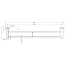 Technical Drawing: Nero Mecca Double Towel Rail 600mm Brushed Nickel