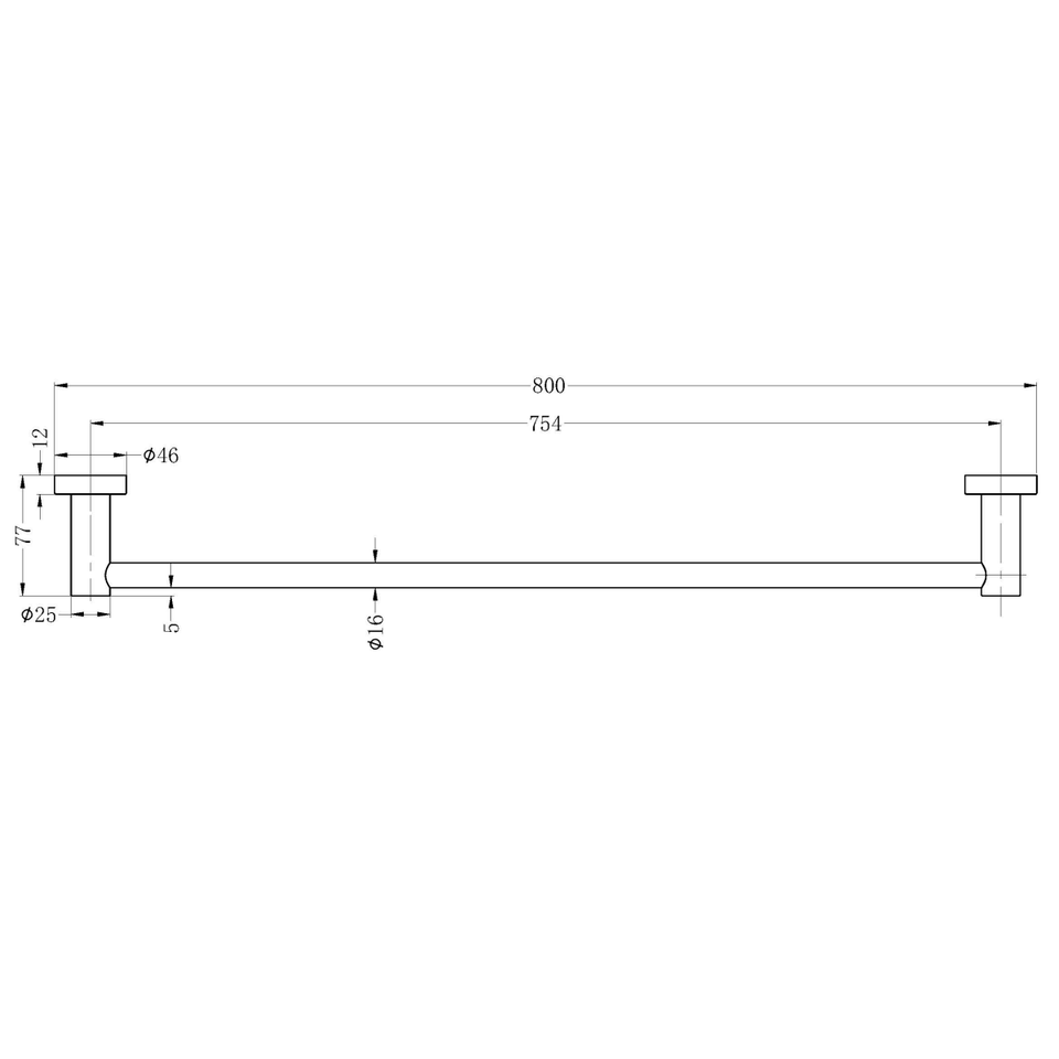 Nero Mecca Single Towel Rail 800mm Brushed Gold