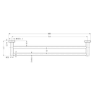 Technical Drawing: Nero Mecca Double Towel Rail 800mm Brushed Nickel