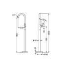 Technical Drawing: Nero Dolce Floormount Bath Mixer Brushed Nickel