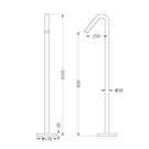 Technical Drawing: Nero Mecca Bianca Floor Standing Bath Spout Brushed Nickel