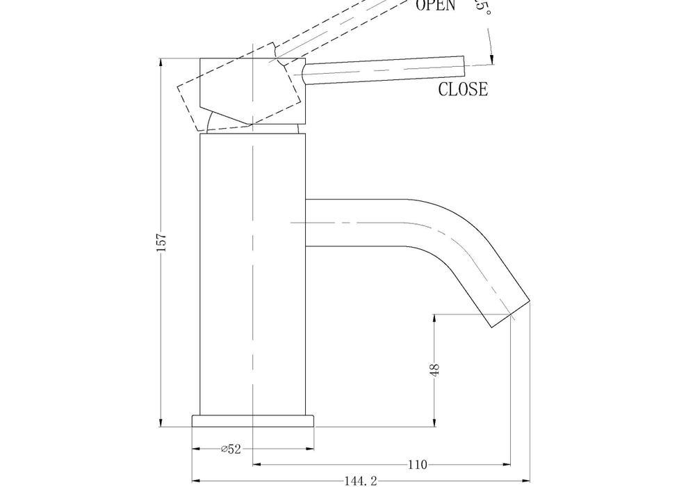 Technical Drawing: Nero Dolce Basin Mixer Brushed Nickel
