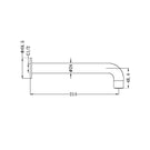 Technical Drawing: Nero Dolce Basin/Bath Spout Only 215mm Matte Black