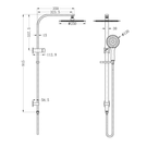 Mecca/Bianca Shower Set Round Head Technical Drawing - The Blue Space
