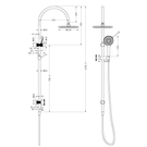Technical Drawing: Nero Opal Twin Shower Brushed Nickel with Air Shower