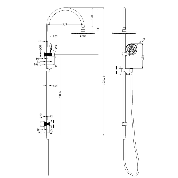 Nero Opal Twin Shower With Air Shower Brushed Nickel