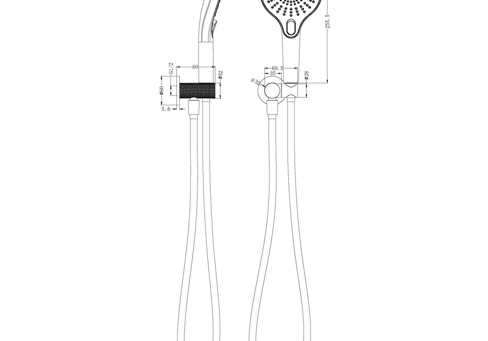 Technical Drawing: Opal Shower Bracket Gunmetal