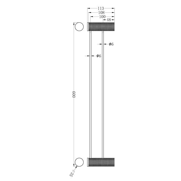 Nero Opal Double Towel Rail 600mm Graphite
