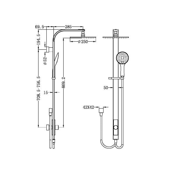 Nero Astra Rain Round Twin Showerdouble Hose Chrome
