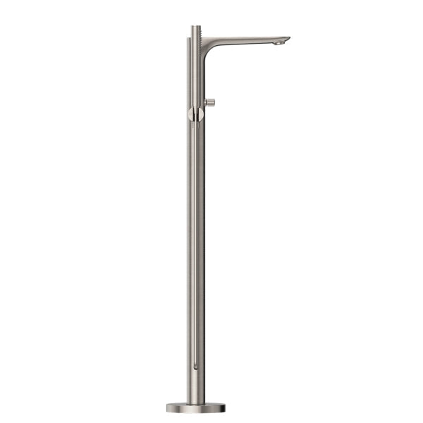 Nero Freestanding Bath Mixer Brushed Nickel Side View | The Blue Space