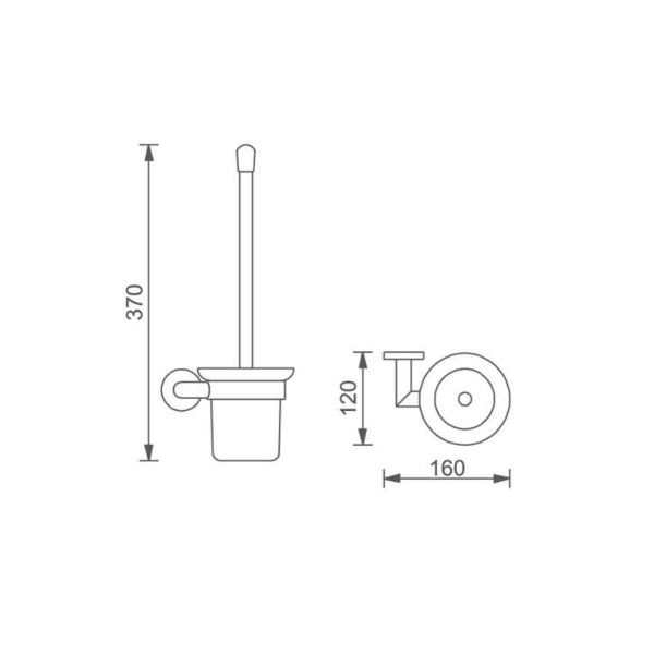 Technical Drawing: Nero Dolce Toilet Brush Holder Chrome