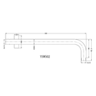 Technical Drawing: Nero Round Wall Shower Arm 350mm Brushed Gold