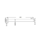 Technical Drawing: Nero Square Ceiling Arm 600mm Chrome