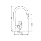 Technical Drawing: Nero Dolce Pull Out Sink Mixer with Vegie Spray Matte Black