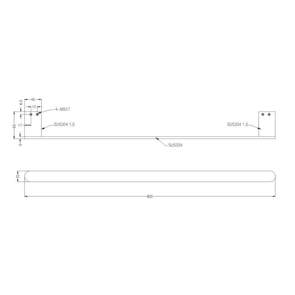 Nero Bianca Single Towel Rail 800mm Matte Black
