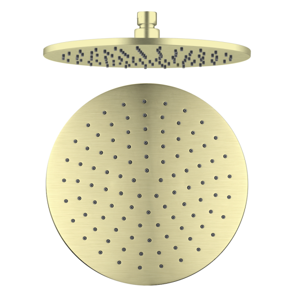 Nero Round Shower Head 250mm Brushed Gold | The Blue Space