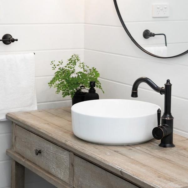 Phoenix Nostalgia Basin Mixer 160mm Shepherds Crook - Antique Black at The Blue Space