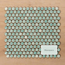 Mooloolaba Gloss Mint Porcelain Penny Round Mosaic Tile 20x20mm - The Blue Space
