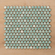 Mooloolaba Gloss Mint Porcelain Penny Round Mosaic Tile 20x20mm - The Blue Space