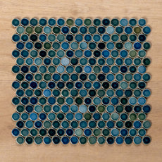 Mooloolaba Gloss Marine Porcelain Penny Round Mosaic Tile 20x20mm - The Blue Space