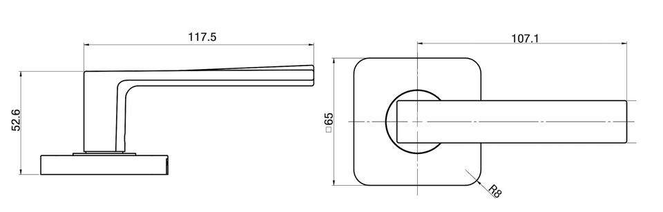 Lane Oxford Dummy Lever Door Handle Set On Square Rosette Matte Black