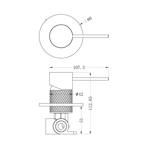 Technical Drawing: Opal Shower Mixer Gunmetal
