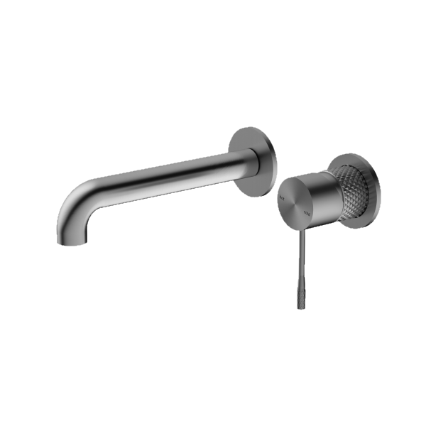 Nero Opal Wall Basin/Bath Mixer Separate Back Plate 185mm Graphite