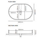 Nood Co Pill Basin Surface Mount Technical Drawing - The Blue Space