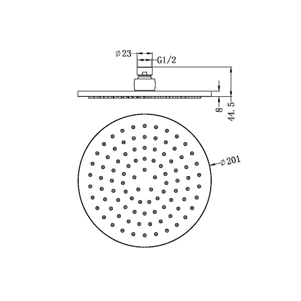 Nero 200mm Round Shower Head Matte Black