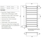 Technical Drawing: Radiant 10 Bar Round Heated Towel Ladder 600w x 1100h - Polished SS