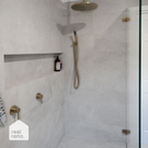 Meir Round Hand Shower on Bracket - Brushed Gold online at The Blue Space Real Reno