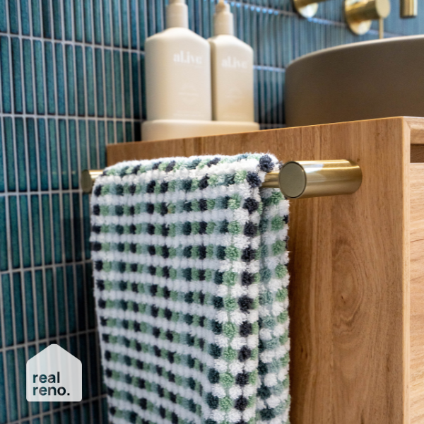 Phoenix Vivid Slimline Hand Towel Rail Brushed Gold - The Blue Space Real Reno