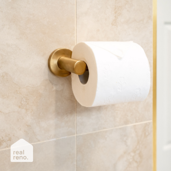 Phoenix Radii Toilet Roll Holder Round Plate - Brushed Gold | Real Reno