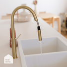 Phoenix Vivid Slimline Pull Out Sink Mixer - Brushed Gold - the blue space Real Reno