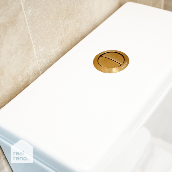 Caroma Cistern Flush Button Round Metal - Brushed Brass