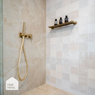 Phoenix Vivid Slimline Wall Shower System - Brushed Gold Online at The Blue Space Real Reno